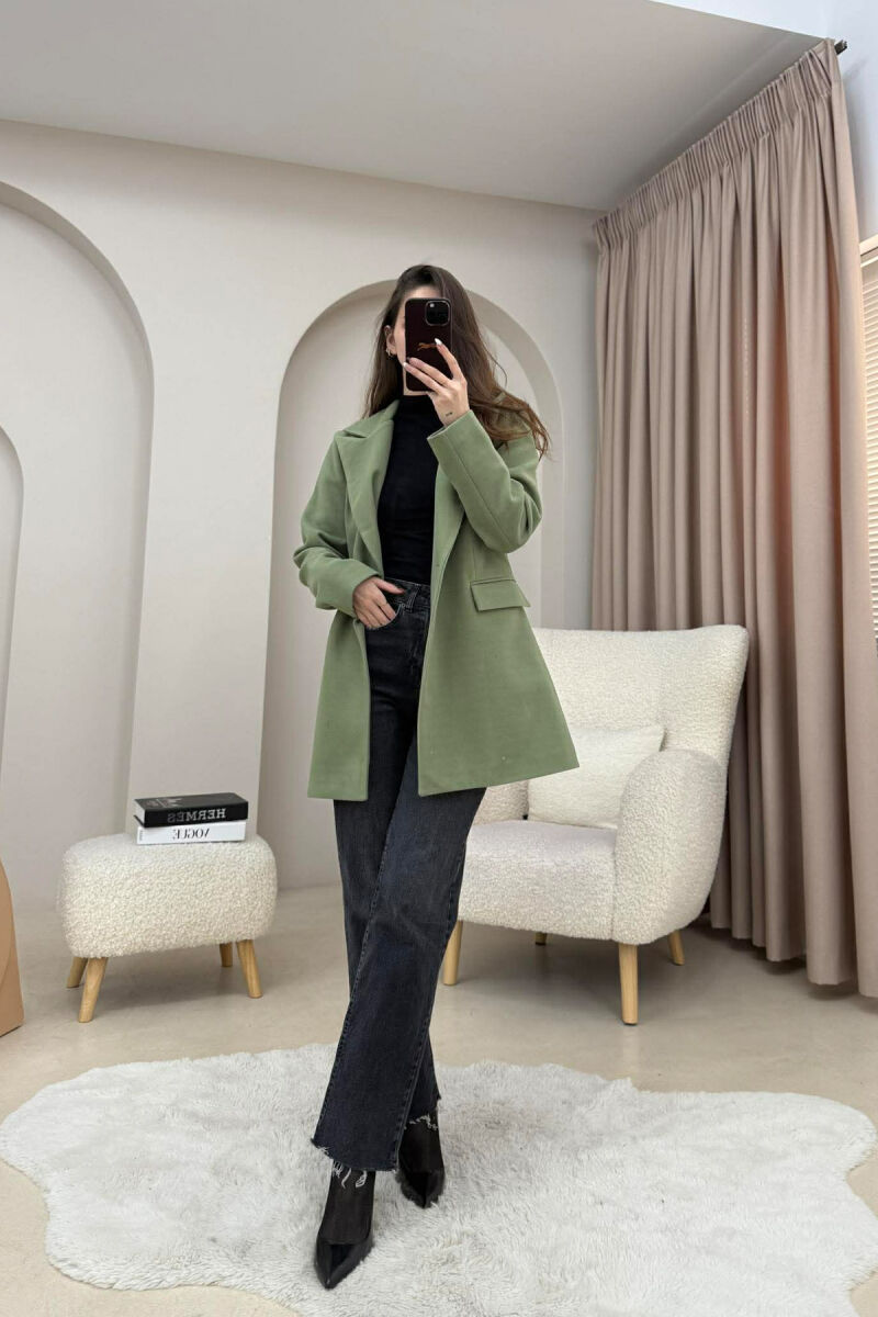 ONE COLOR ONE BUTTON SIMPLE WOMAN JACKET OLIVE/ULLI - 7