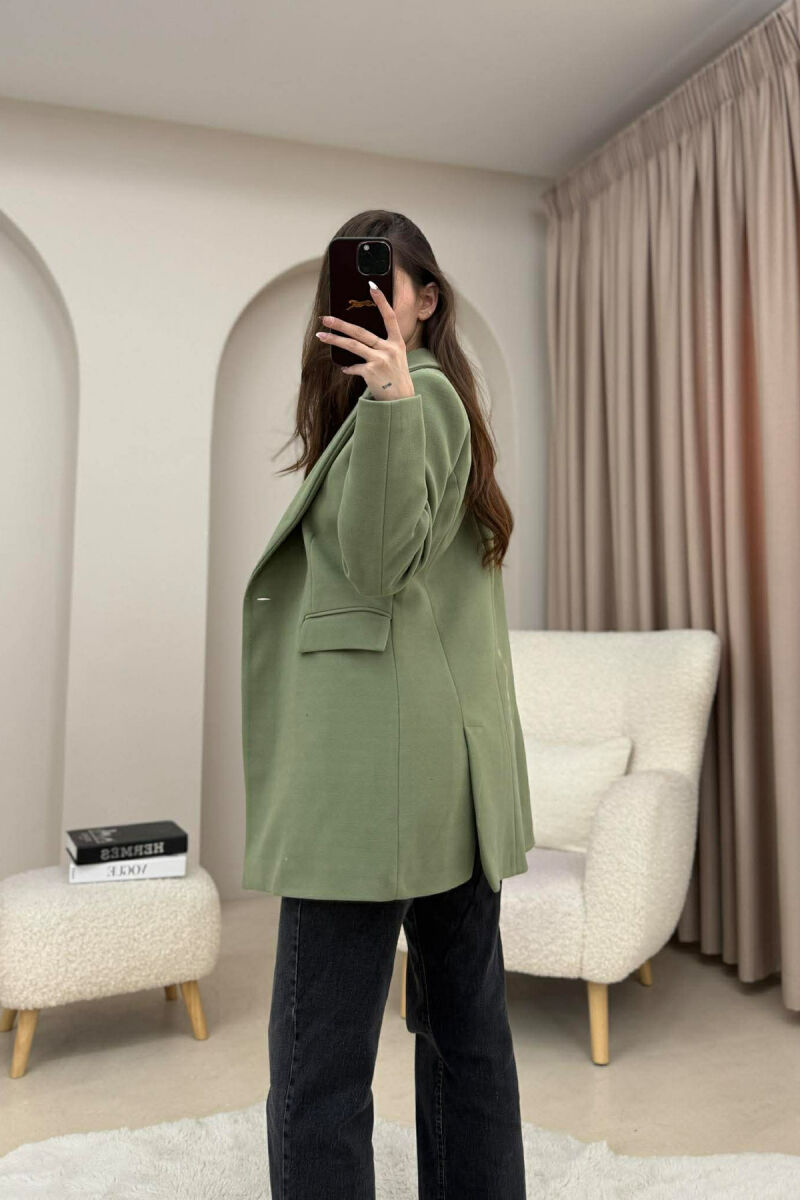 ONE COLOR ONE BUTTON SIMPLE WOMAN JACKET OLIVE/ULLI - 9