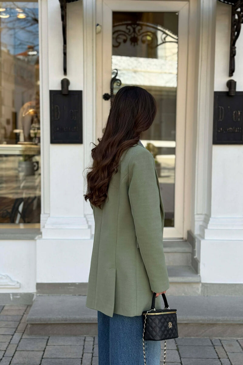 ONE COLOR ONE BUTTON SIMPLE WOMAN JACKET OLIVE/ULLI - 5