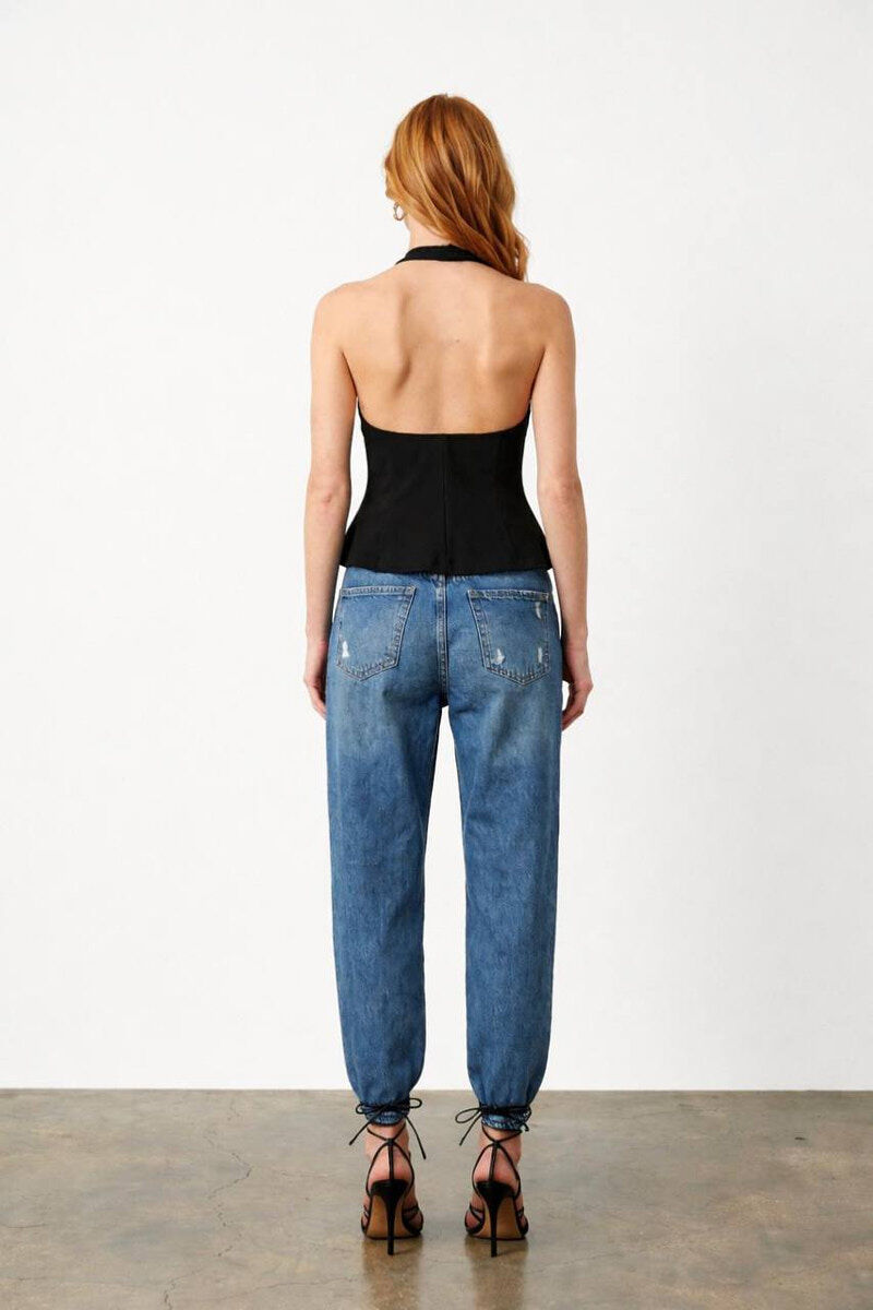 ONE COLOR OPEN BACK WOMAN TANK TOP BLACK/ E ZEZE - 2