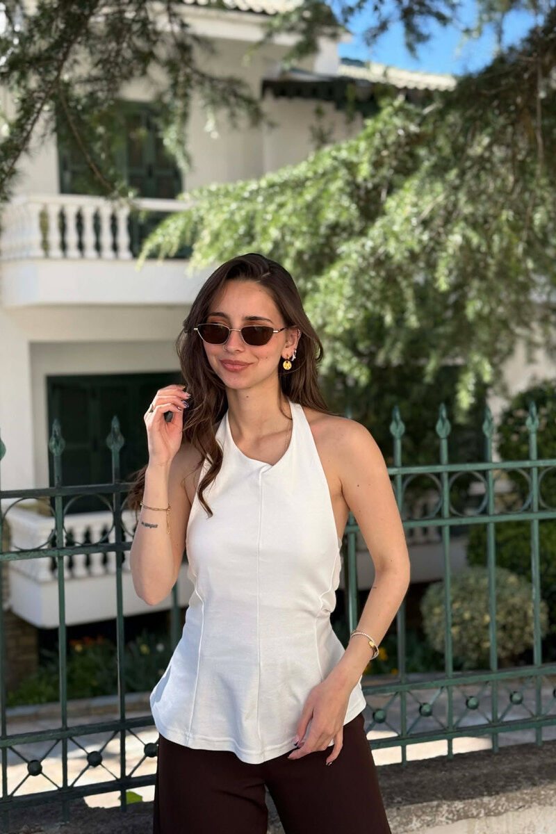 ONE COLOR OPEN BACK WOMAN TANK TOP WHITE-E BARDHE - 1