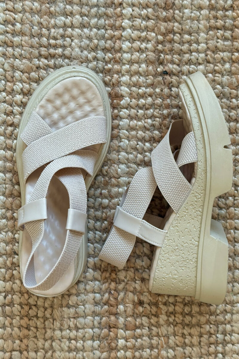 ONE COLOR PLATFORM WOMEN SANDALS BEIGE/BEZHE - 3