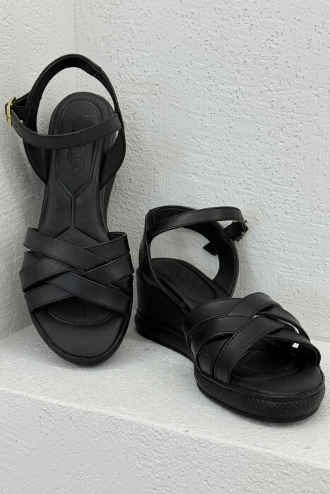 ONE COLOR PLATFORM WOMEN SANDALS BLACK/ E ZEZE - 3