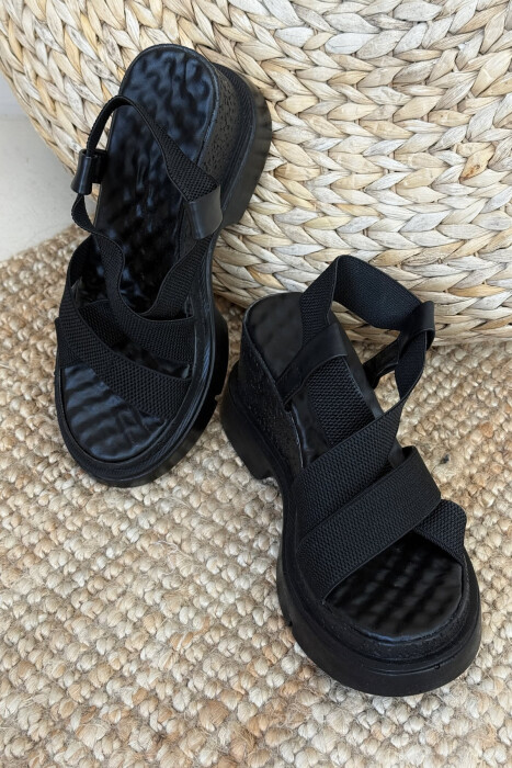 ONE COLOR PLATFORM WOMEN SANDALS BLACK/ E ZEZE - 3