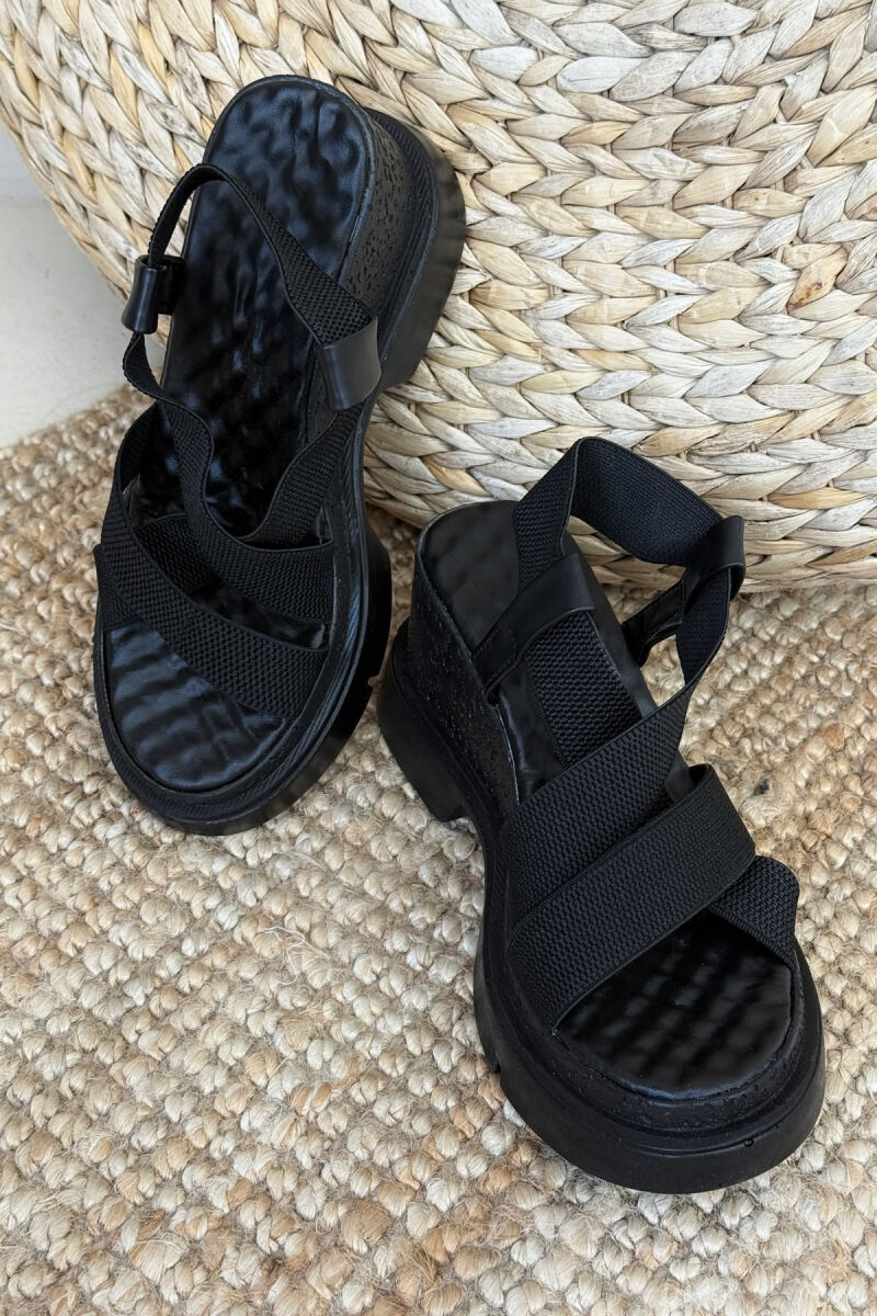 ONE COLOR PLATFORM WOMEN SANDALS BLACK/ E ZEZE - 3