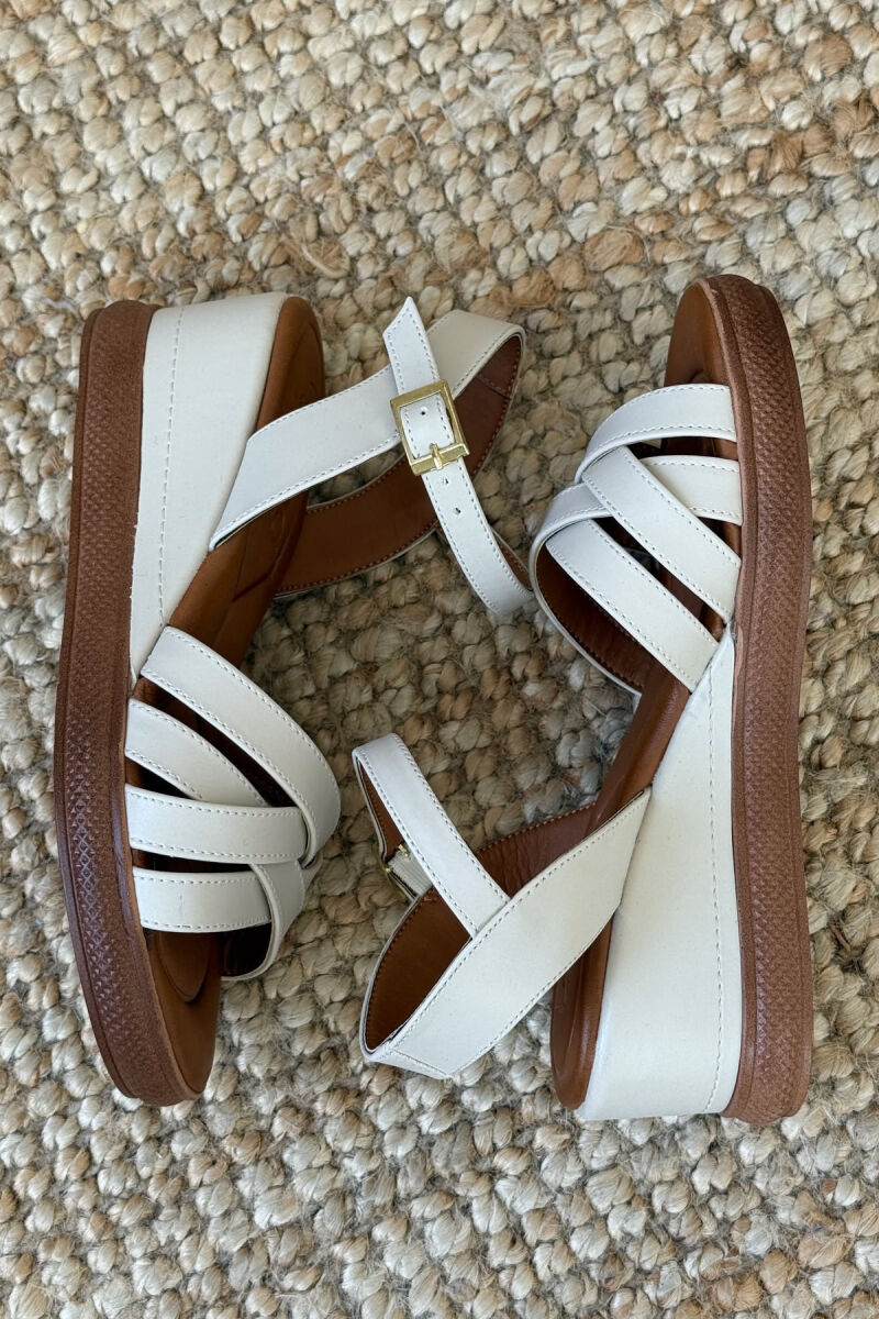 ONE COLOR PLATFORM WOMEN SANDALS CREAM/KREM - 3