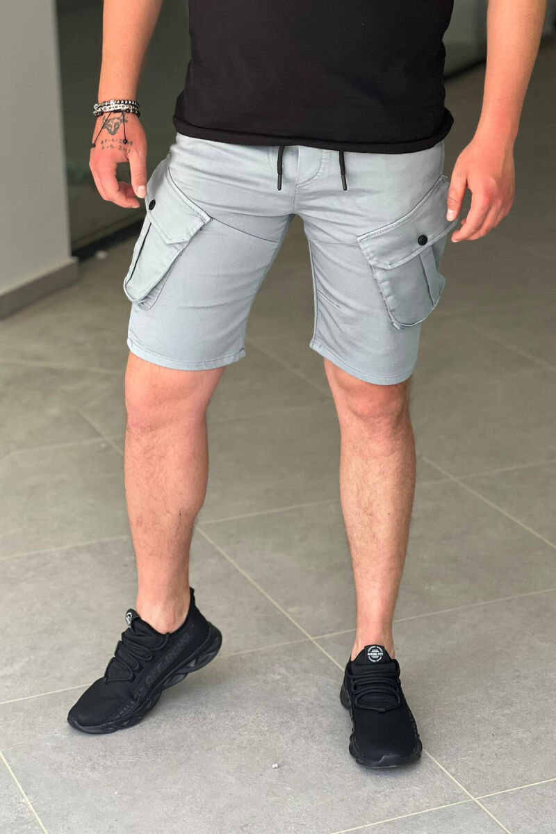 ONE COLOR POCKET MEN CARGO SHORTS LIGHTBLUE/BZ - 1