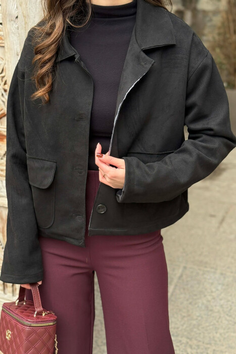 ONE COLOR POCKETS WOMEN JACKET BLACK/ E ZEZE - 5