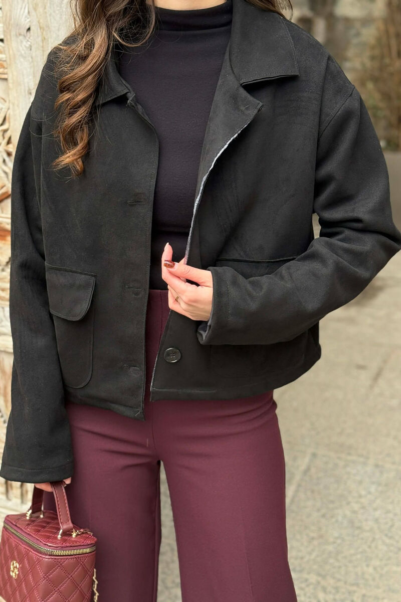 ONE COLOR POCKETS WOMEN JACKET BLACK/ E ZEZE - 5