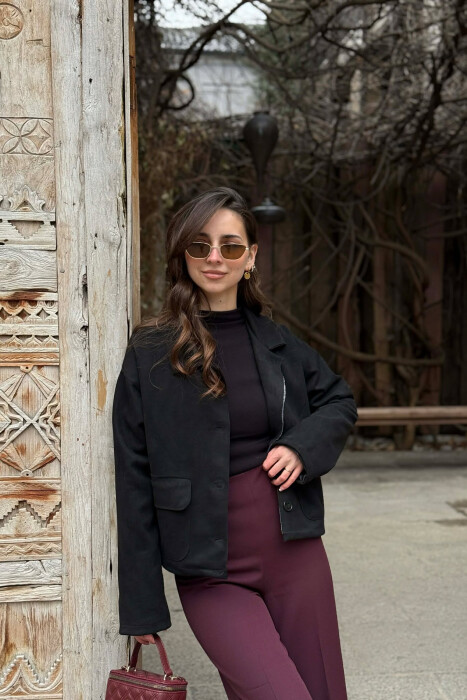 ONE COLOR POCKETS WOMEN JACKET BLACK/ E ZEZE 