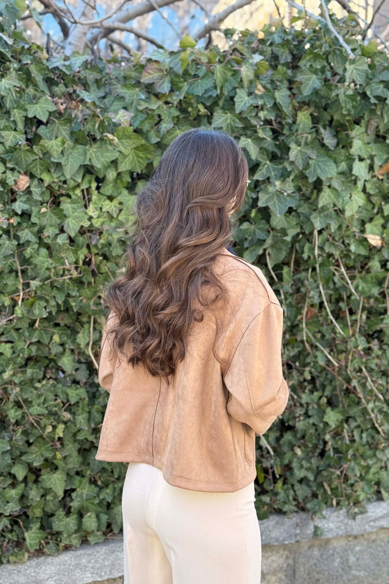 ONE COLOR POCKETS WOMEN JACKET LIGHT BROWN/KAZB - 6