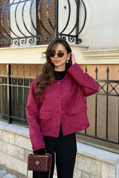 ONE COLOR POCKETS WOMEN JACKET PURPLE/LEJLA - 1