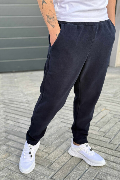 ONE COLOR POLAR SIMPLE MEN SWEATPANTS DARK BLUE/BEE - 5