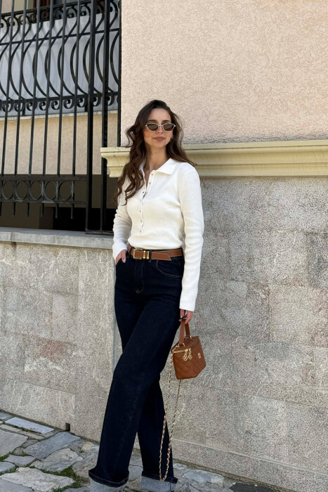 ONE COLOR POLO NECK WOMAN SWEATER WHITE-E BARDHE - 2