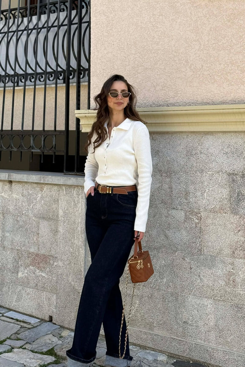 ONE COLOR POLO NECK WOMAN SWEATER WHITE-E BARDHE - 2