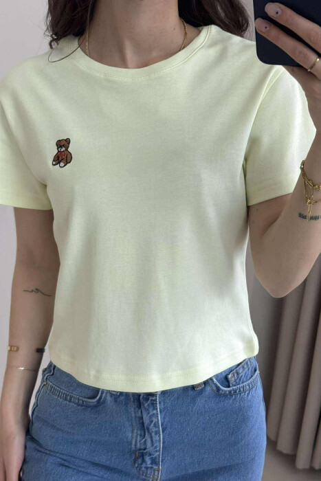 ONE COLOR ROUND NECK BEAR LOGO WOMEN T-SHIRT NEON/NEON - 2