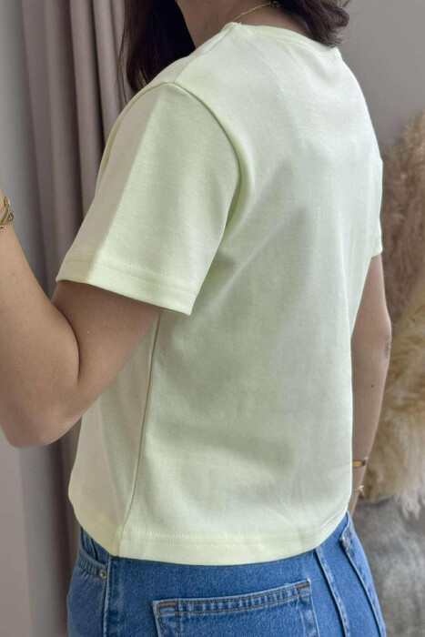 ONE COLOR ROUND NECK BEAR LOGO WOMEN T-SHIRT NEON/NEON - 3