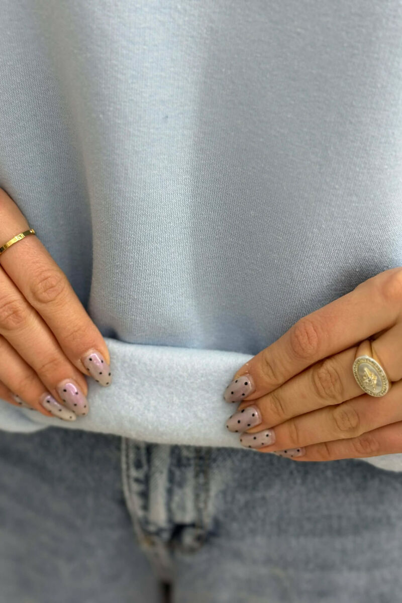 ONE COLOR ROUND NECK FLUFFY WOMEN SWEATSHIRT BABY BLUE/BLU BY - 4