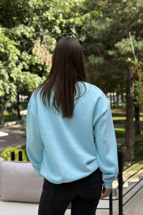 ONE COLOR ROUND NECK FLUFFY WOMEN SWEATSHIRT MINT/MENTE - 3