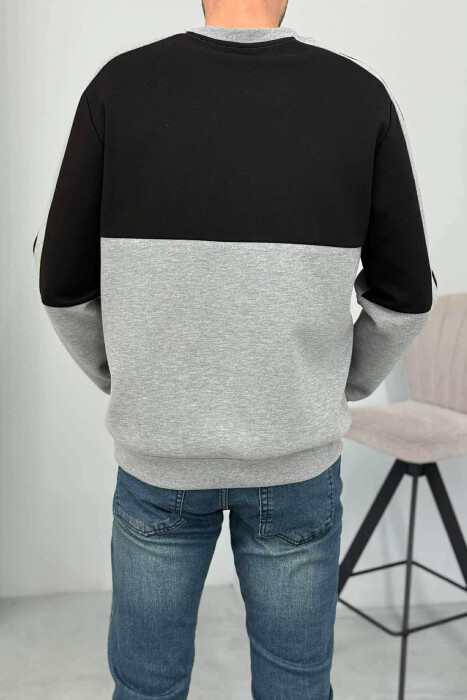 ONE COLOR ROUND NECK FRONT LOGO MEN SWEATSHIRT GREY/GRI - 4