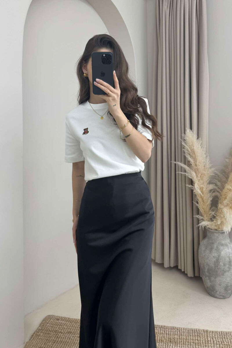 ONE COLOR ROUND NECK TEDDY BEAR LOGO WOMEN T-SHIRT WHITE-E BARDHE - 6