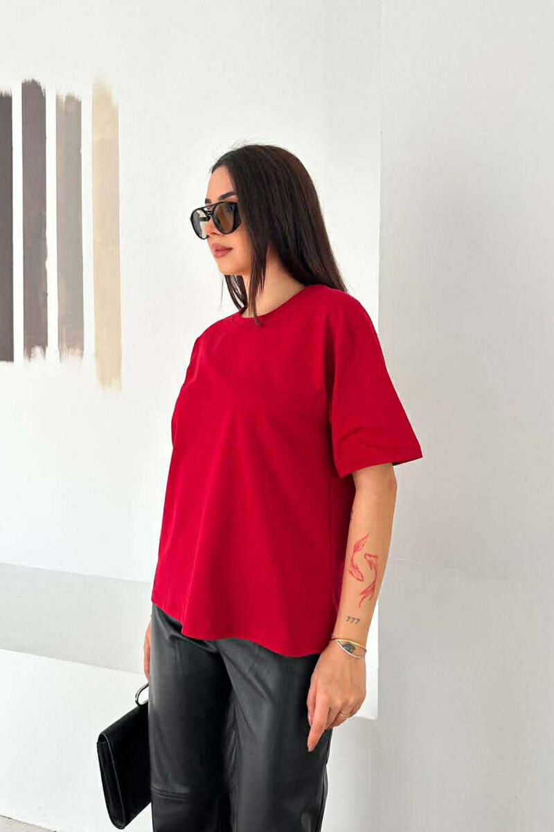 ONE COLOR ROUND NECK WOMAN T-SHIRT RED/E KUQE - 2