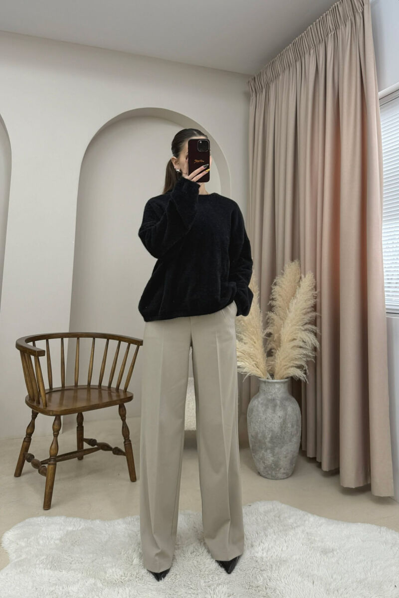 ONE COLOR ROUND NECK WOMEN SWEATER BLACK/ E ZEZE - 1