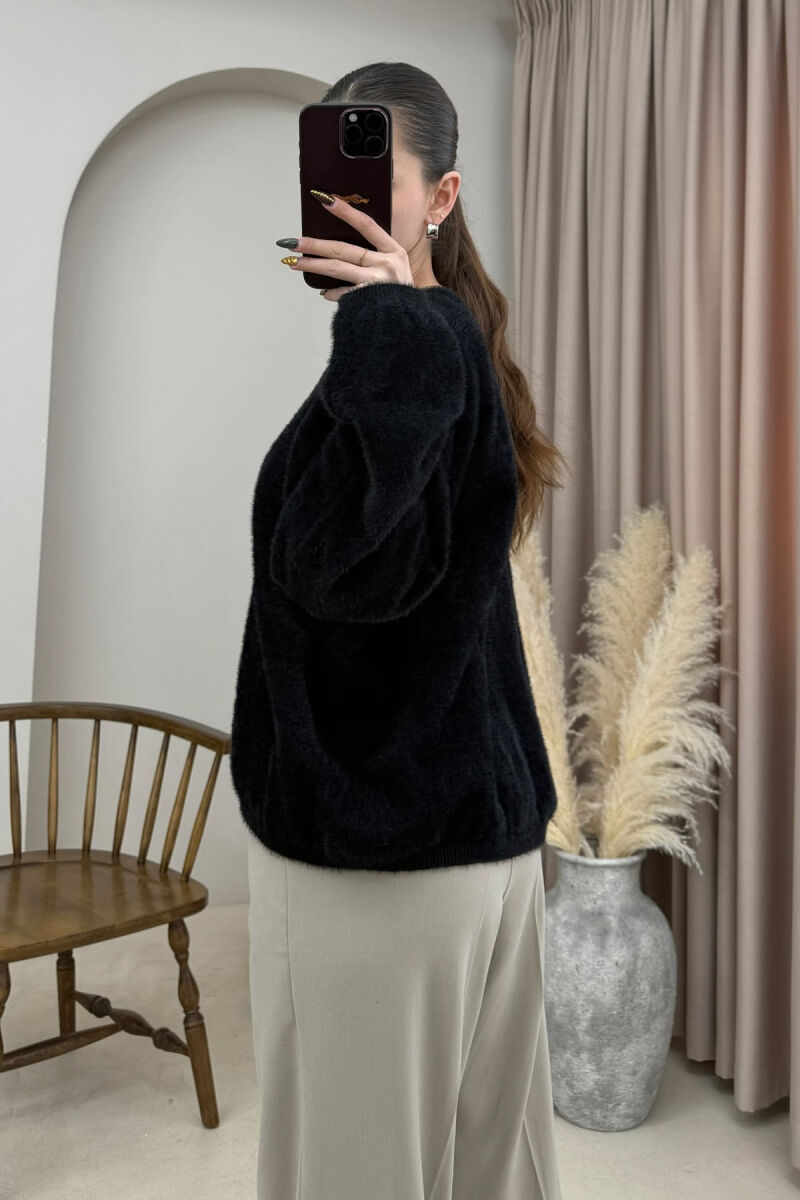 ONE COLOR ROUND NECK WOMEN SWEATER BLACK/ E ZEZE - 3