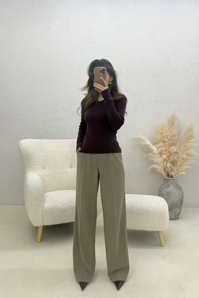 ONE COLOR ROUND NECK WOMEN SWEATSHIRT DARK BURGUNDY/VISHNJE E ERRET - 3