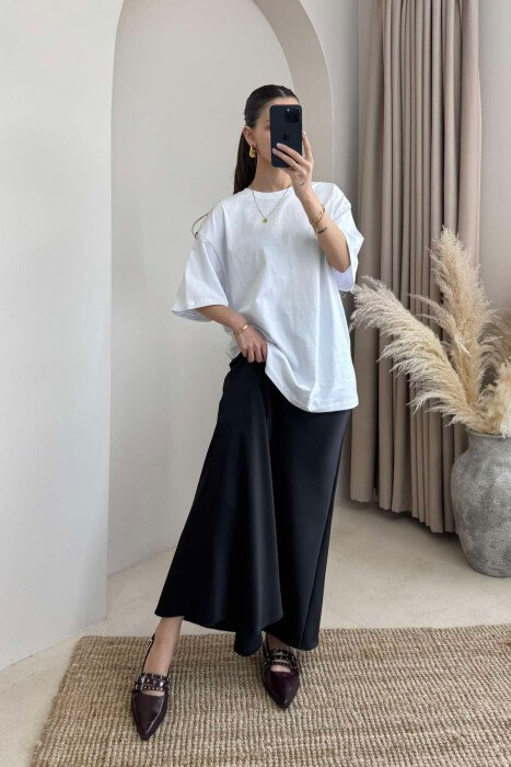 ONE COLOR SATIN LONG WOMEN SKIRT BLACK/ E ZEZE - 2