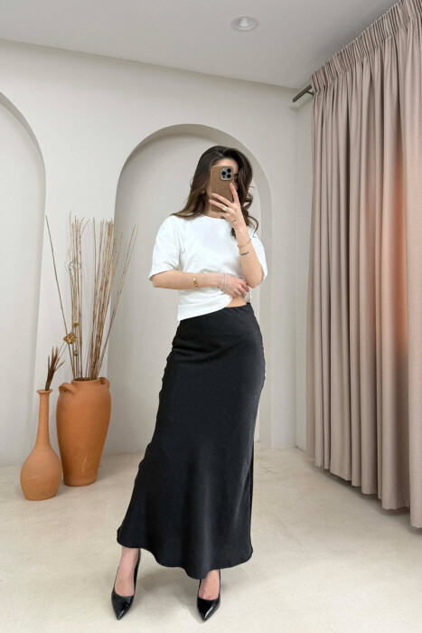 ONE COLOR SATIN WOMAN SKIRT BLACK/ E ZEZE - 2