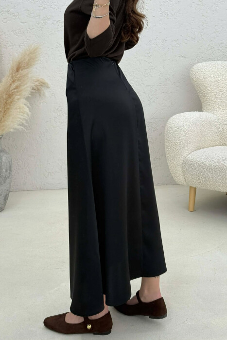 ONE COLOR SATIN WOMAN SKIRT BLACK/ E ZEZE - 4