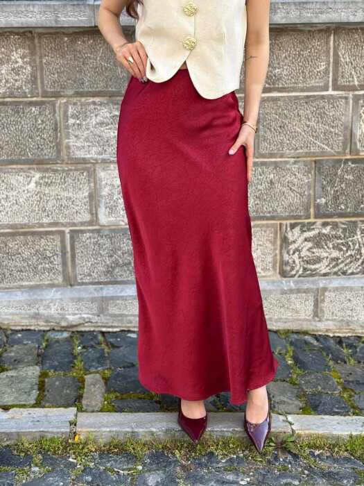 ONE COLOR WOMAN SKIRT BURGUNDY/VISHNJE - KLAUDIO FASHION