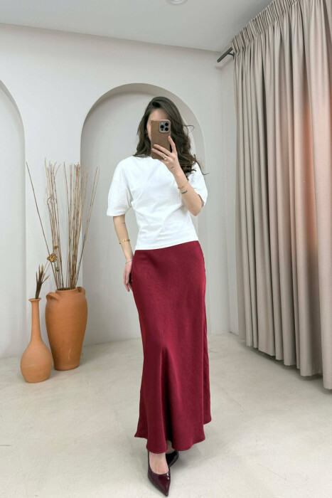 ONE COLOR WOMAN SKIRT BURGUNDY/VISHNJE - KLAUDIO FASHION