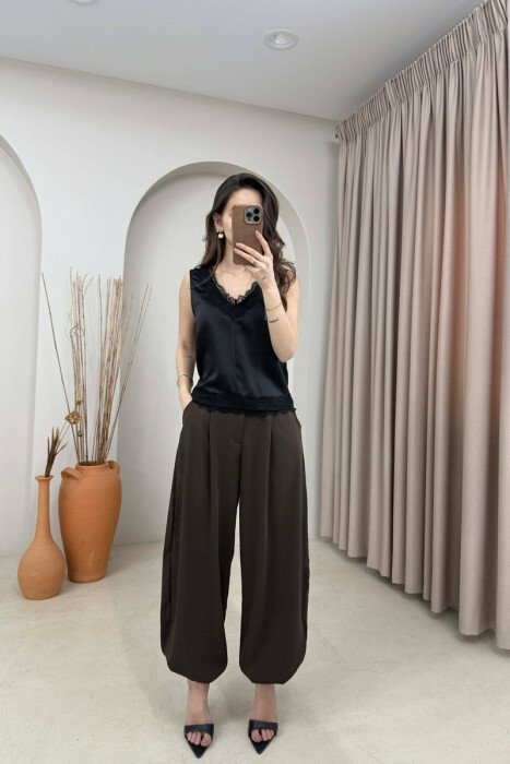 ONE COLOR SATIN WOMAN TANK TOP BLACK/ E ZEZE - 2