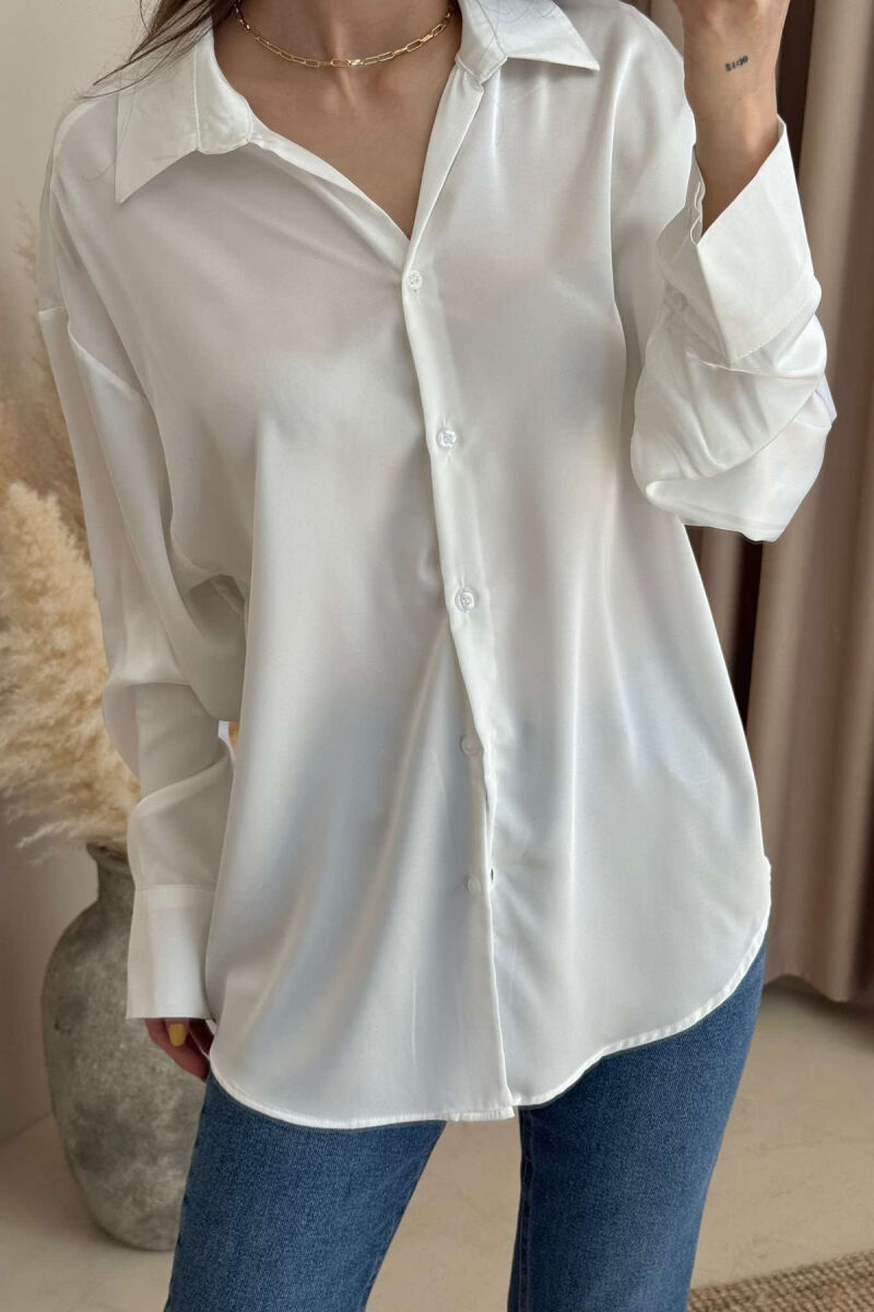 ONE COLOR SATIN WOMEN SHIRT WHITE-E BARDHE - 4