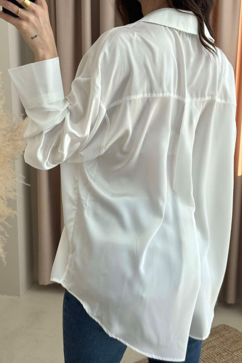 ONE COLOR SATIN WOMEN SHIRT WHITE-E BARDHE - 5