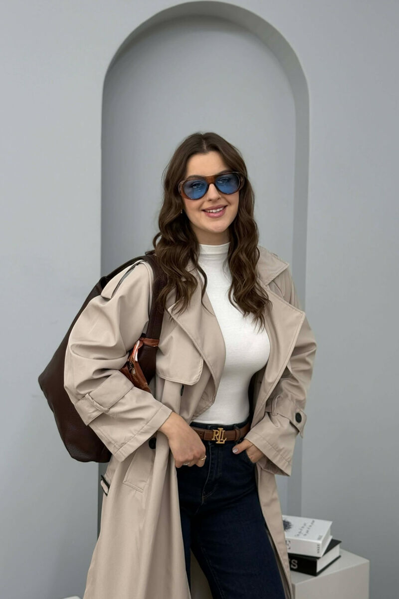 ONE COLOR SCARF DETAIL LEATHER WOMEN BAG BROWN/KAFE - 3