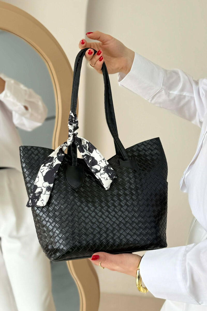 ONE COLOR SCARF DETAIL WOMAN BAG BLACK/ E ZEZE - 3