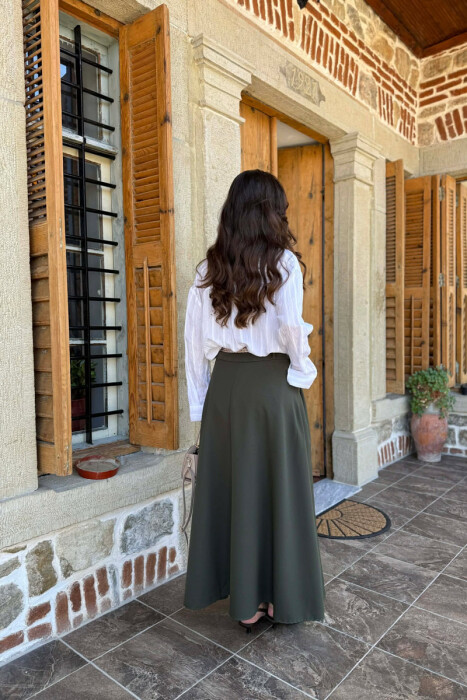 ONE COLOR SCARF DETAIL WOMAN SKIRT GREEN/JESHILE - 4