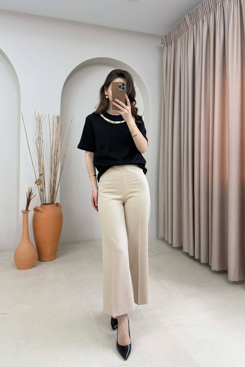 ONE COLOR SCARF DETAIL WOMAN T-SHIRT BLACK/ E ZEZE - 4