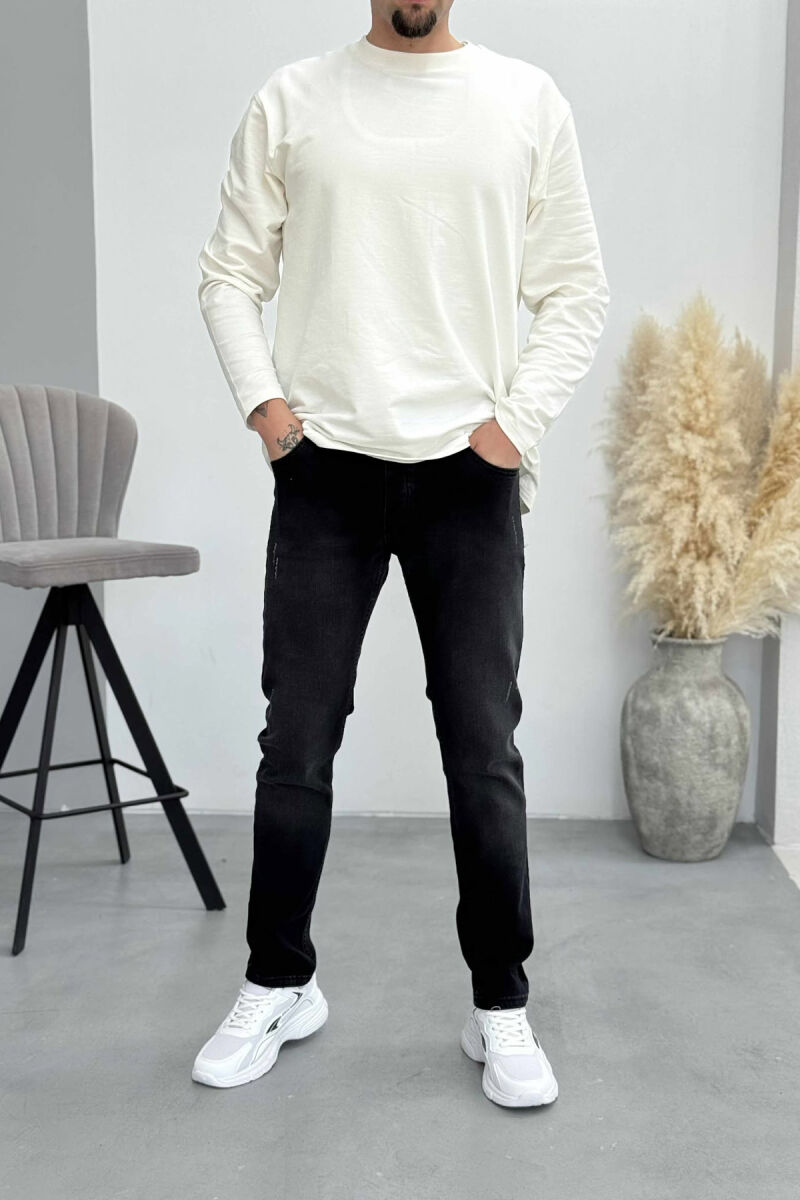 ONE COLOR SCRATCHES MEN JEANS BLACK/ E ZEZE - 1