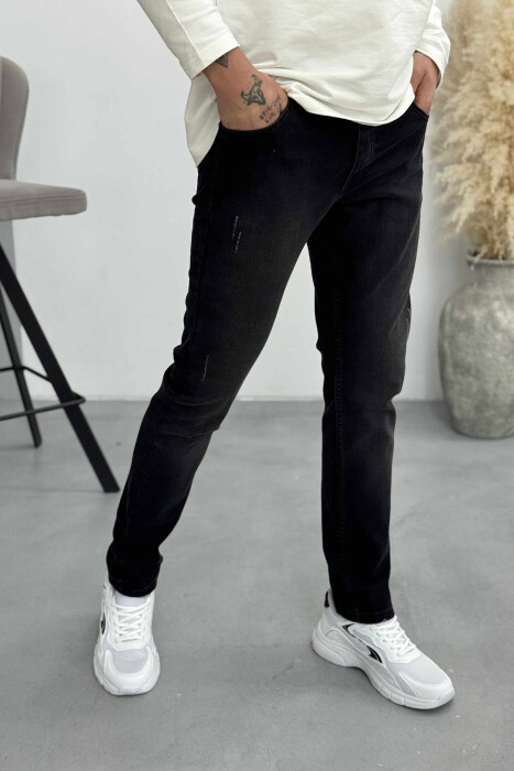 ONE COLOR SCRATCHES MEN JEANS BLACK/ E ZEZE - 3