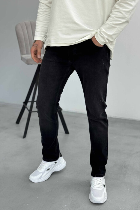 ONE COLOR SCRATCHES MEN JEANS BLACK/ E ZEZE - 2