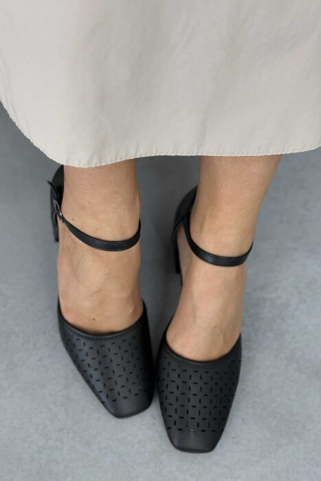 ONE COLOR SEMI HEEL WOMEN SHOES BLACK/ E ZEZE - 3