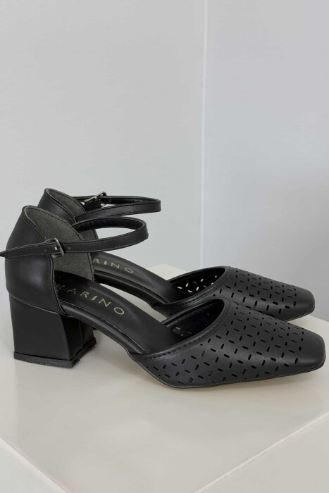 ONE COLOR SEMI HEEL WOMEN SHOES BLACK/ E ZEZE - 5