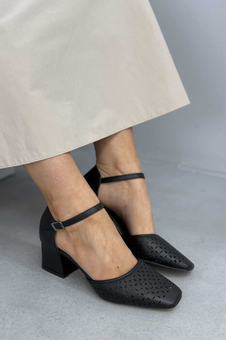 ONE COLOR SEMI HEEL WOMEN SHOES BLACK/ E ZEZE 