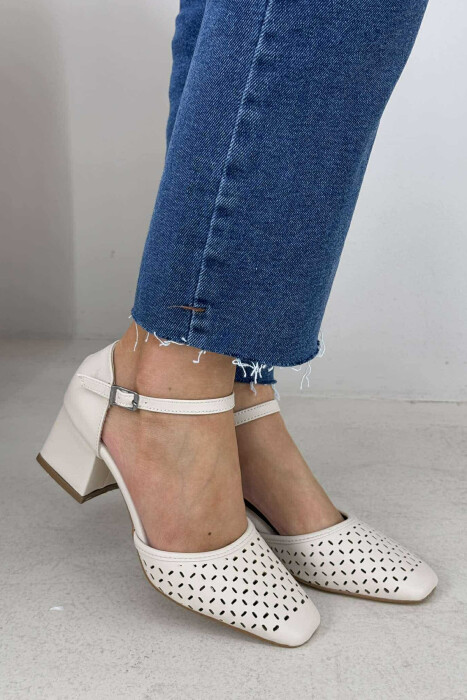 ONE COLOR SEMI HEEL WOMEN SHOES CREAM/KREM - 1