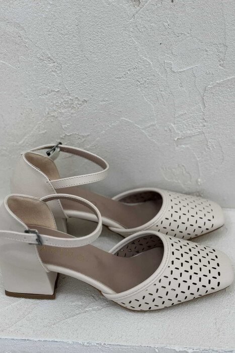 ONE COLOR SEMI HEEL WOMEN SHOES CREAM/KREM - 2