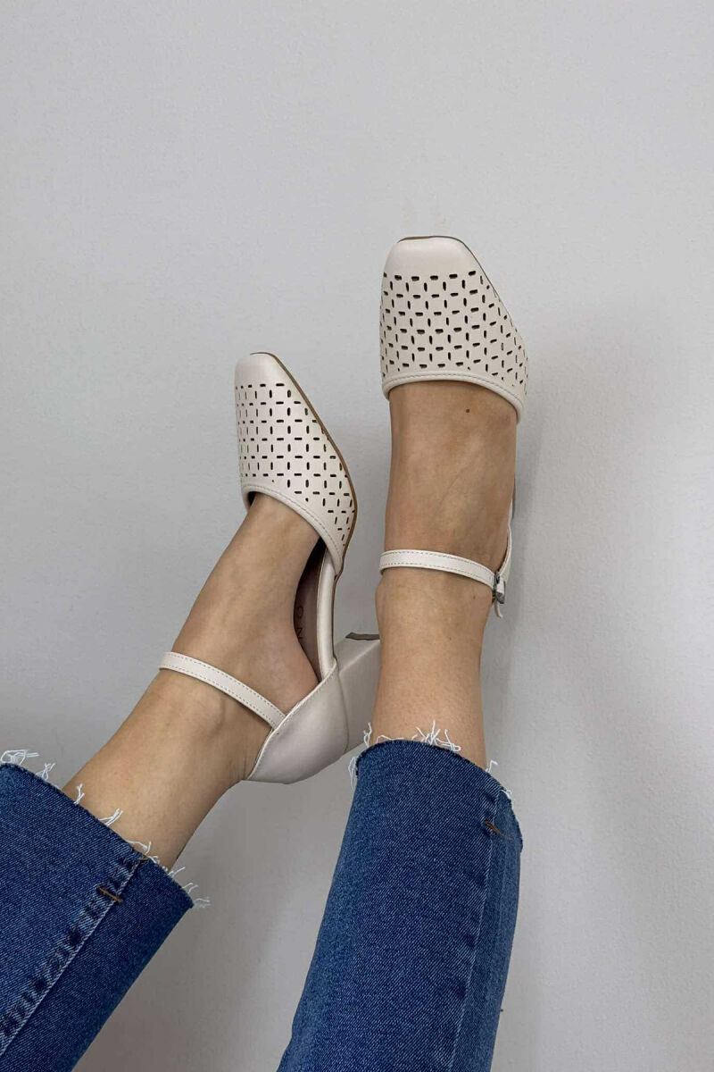 ONE COLOR SEMI HEEL WOMEN SHOES CREAM/KREM - 3